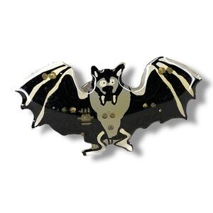 Bat Lapel Pin Halloween Goth Brooch Black Light Up